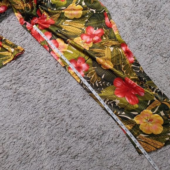 VINTAGE deadstock satin tropical print pajama set L - Picture 15 of 15